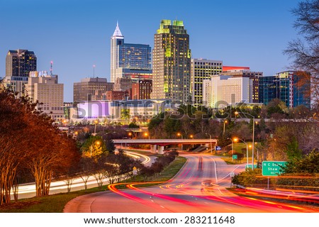 Raleigh, North Carolina, USA downtown city skyline. Royalty-Free Stock Photo #283211648