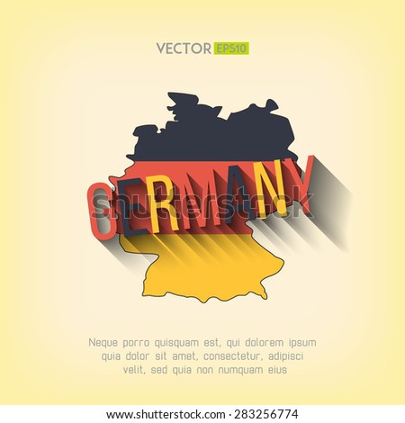 Vector germany map in flat design. German border and country name with long shadow.
