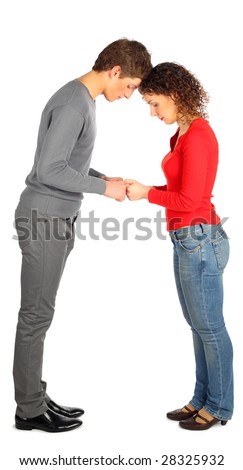 young man and woman represents  letter A from alphabet