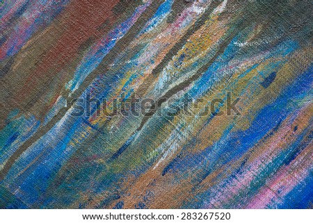 Abstract oil painting on canvas, colored background.