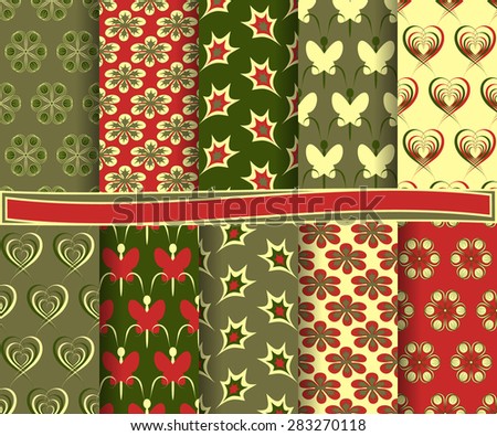 set of  abstract vector floral paper for scrapbook