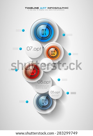 Infographic template for modern data visualization and ranking. Clean Glass Effect numbered buttons with space for text and a hand drawn doodles sketch background with marketing design elements.