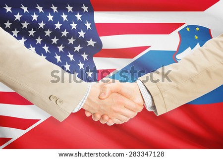 Businessmen shaking hands - United States and Slovenia