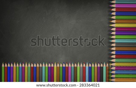 Education, Back to School Concept, Blackboard, colored pencils