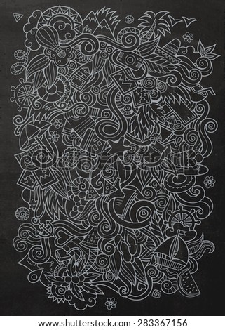 Doodles abstract decorative summer vector chalkboard background
