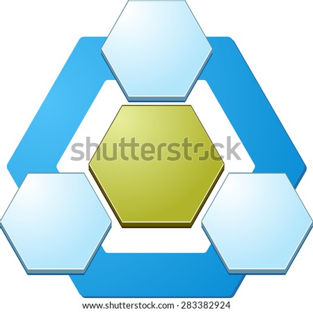 blank business strategy concept relationship diagram illustration hexagon shapes three 3