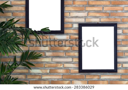 advertise frame on brick wall background