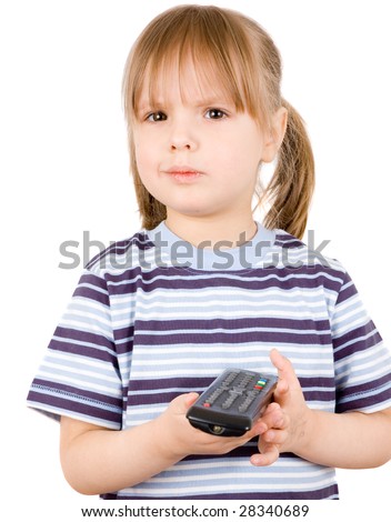 little girl with a remote control