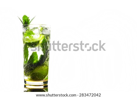 Mojito cocktail on white background