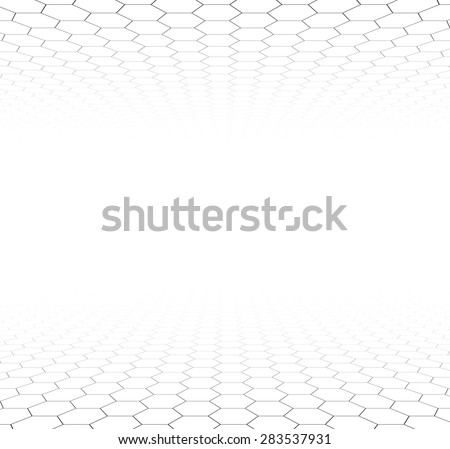 
Perspective grid hexagonal surface. Vector illustration.  Royalty-Free Stock Photo #283537931