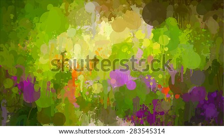 Green and violet brush strokes background. Vector version