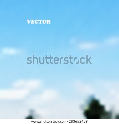 Meadow under blue sky with clouds - Vector background