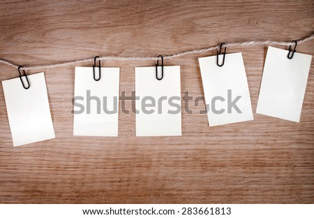 Stickers on the wooden background for advertising
