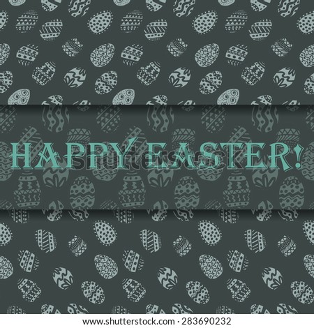 Easter greeting template with seamless patterns made with hand drawn elements