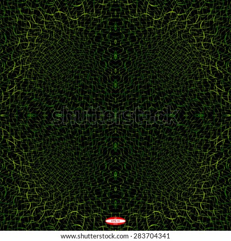 abstract green line emerald wave yellow band isolated on black background. vector illustration