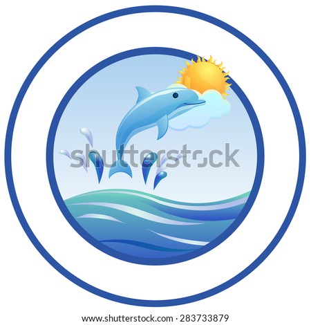 Rounded dolphin emblem vector
