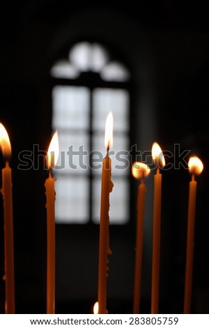 Picture of a Burning candles in orthodox church