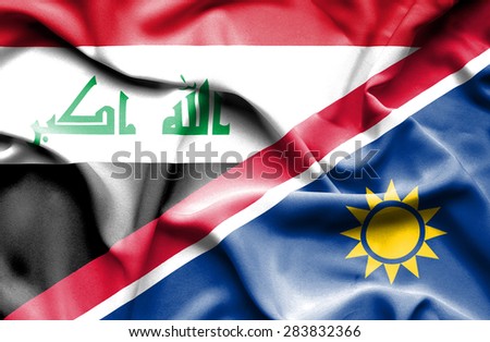 Waving flag of Namibia and Iraq