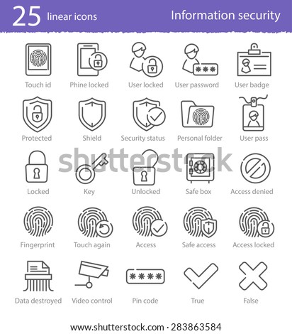 25 information security vector linear icons set for web design and applications Royalty-Free Stock Photo #283863584