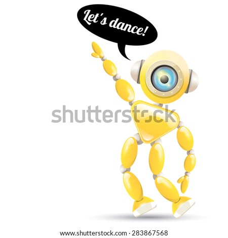 Cartoon Character Cute Robot Isolated on white. Dancing Robot