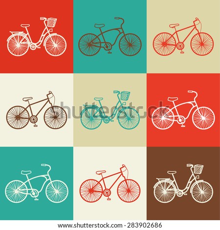 Vector seamless colorful pattern with bikes