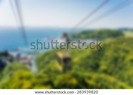 blur of ropeway in dokogiriyama mountain in Japan
