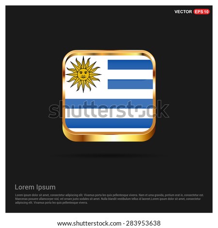 gold glossy Uruguay flag button