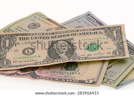 American dollars isolated on white background