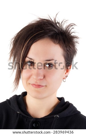 pretty young teenage girl with the creative hairstyle