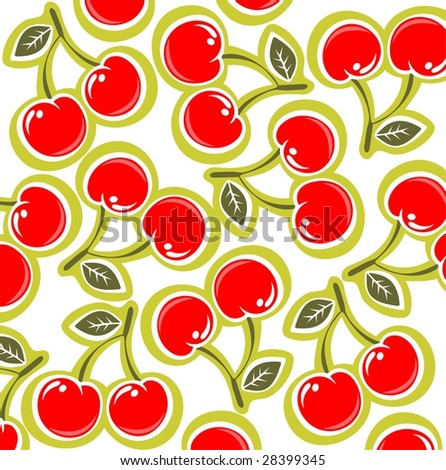 Ornate cherry pattern isolated on a white background.