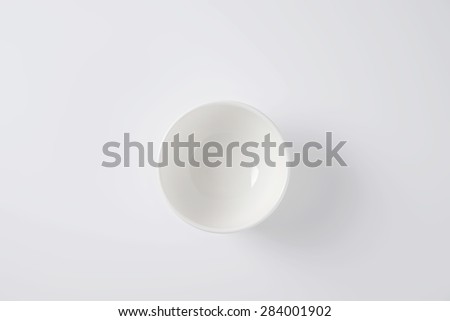 overhead view of pure white empty bowl Royalty-Free Stock Photo #284001902