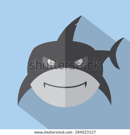 Modern Flat Design Shark Icon Vector Illustration