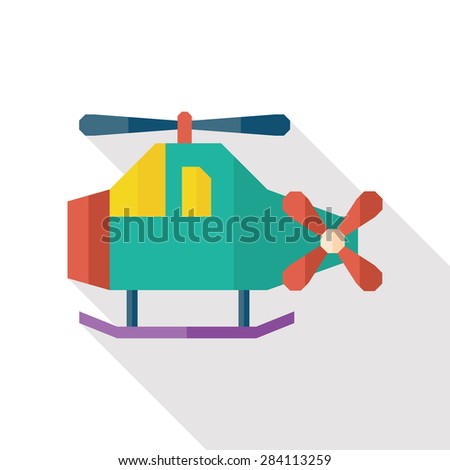 Helicopter flat icon with long shadow