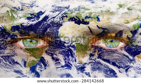 Eyes of a man with earth texture - 