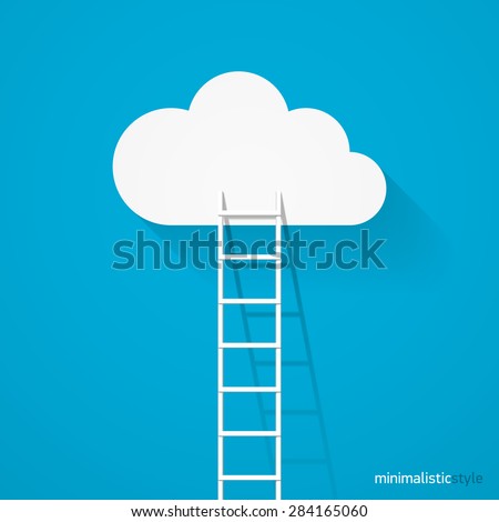 Ladder leading to cloud minimalistic style vector illustration Royalty-Free Stock Photo #284165060