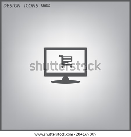 computer display. Shoping basket. icon. vector design