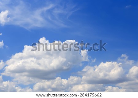 Blue sky and white clouds natural background.