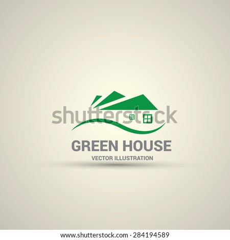 Green House abstract real estate countryside logo design template. Realty theme icon. Building vector silhouette.