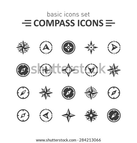 Compass icons set.
