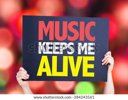 Music Keeps Me Alive card with bokeh background