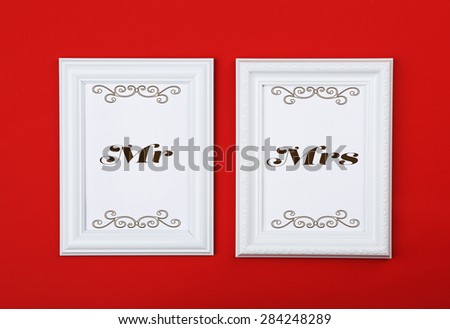 Photo frames on red background