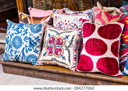 oriental cushions  Royalty-Free Stock Photo #284277062