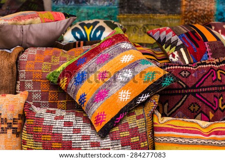 oriental cushions  Royalty-Free Stock Photo #284277083