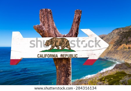California wooden sign with Big Sur background
