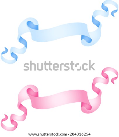 Baby blue and pink ribbon banners