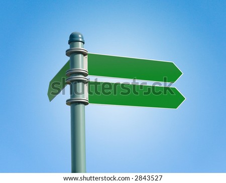 Customizable green street sign on a clear blue sky