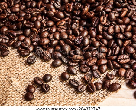 Coffee on grunge wooden background