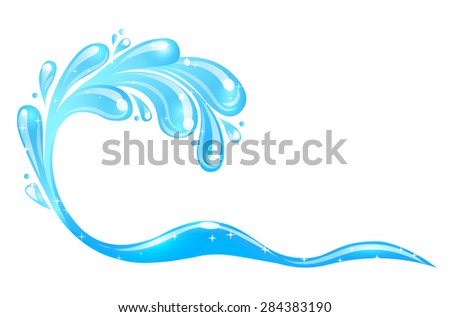 blue water wave, abstract vector symbol