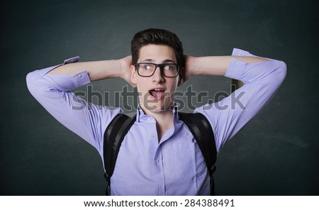 picture of young student going wild.
