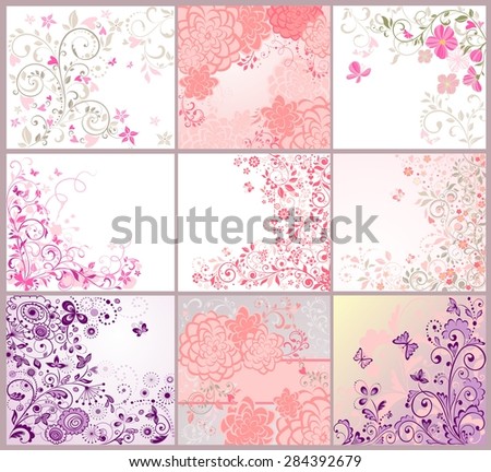 Collection of greeting beautiful floral cards